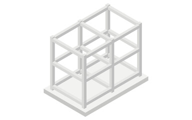 Reinforced concrete (RC) Rahmen construction, Isometric Illustrations of Building Structures
