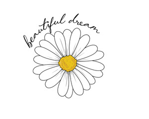 daisy flower hand drawn vector  art