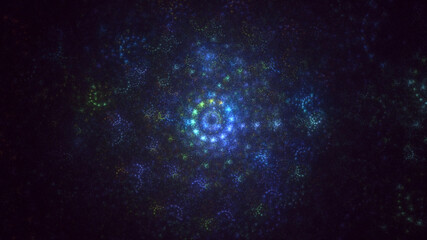 3D manual rendering abstract blue fractal light background