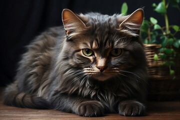 Obraz premium beautiful cat sitting on a table AI Generated