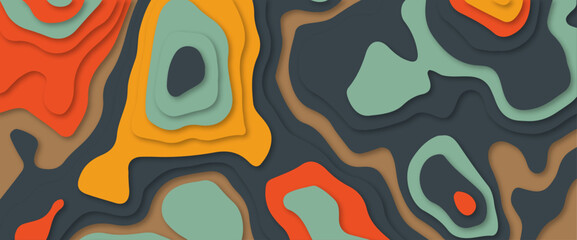 Abstract papercut background. colorful modern wavy layers composition. Colorful carving art.