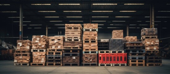 Piled goods on warehouse pallets