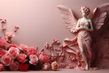 valentines day background, social media background for vday, full of romance cards with love, red rose and candles