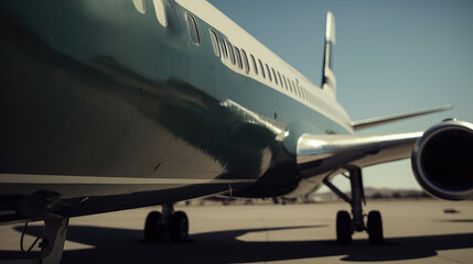 Fototapeta na wymiar Civilian airliner parked on the ground