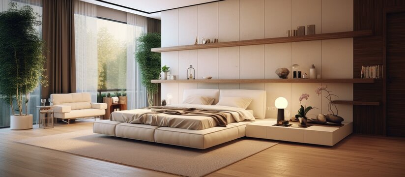 Showy design of a room with ample space, captured in a photo.