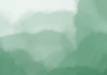 fog in the mountains. Dark green watercolor background for design.