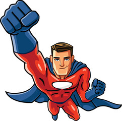flying superhero cartoon mascot illustration character vector clip art © Magic Pen