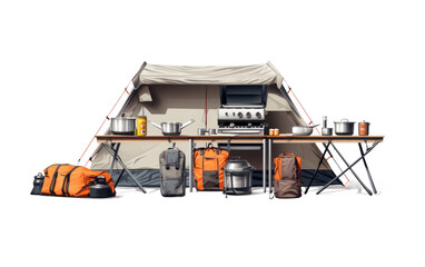 Portable Camp Kitchen Set On Transparent Background