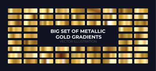 Foto op Canvas big set of metallic gold gradients. Set of gold foil texture background. Golden, copper, brass and metal gradient template. Vector illustration © Andrez Maria