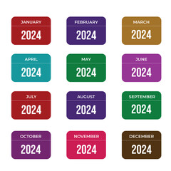 2024 calendar icons of all months