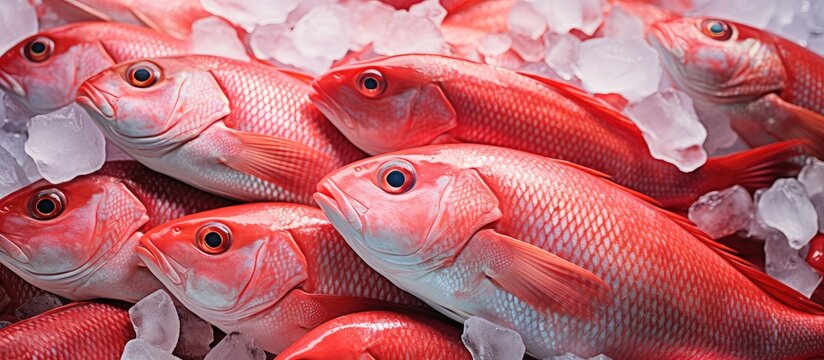 The red snapper fish in Rawai Seafood Market, Phuket, Thailand are available for sale and export to hotels and seaside restaurants. - Powered by Adobe