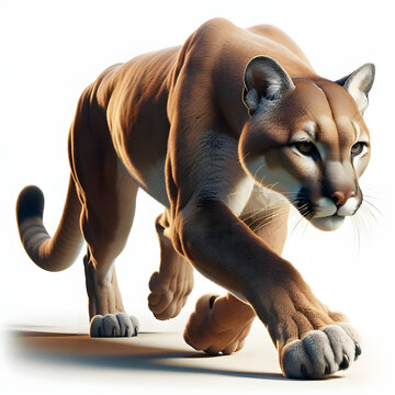 Puma, le&oacute;n de monta&ntilde;a, le&oacute;n americano, aislado fondo blanco