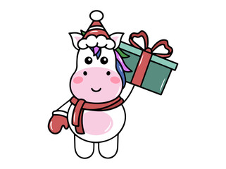 Unicorn Cartoon for Christmas Day 