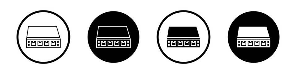 Network switch icon set. ethernet router hardware vector symbol. bandwidth server equipment sign in black filled and outlined style. - obrazy, fototapety, plakaty