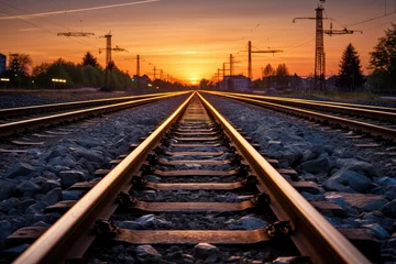 Gordijnen Train tracks leading into the distance © evening_tao