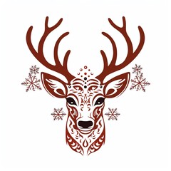 a deer head with snowflakes