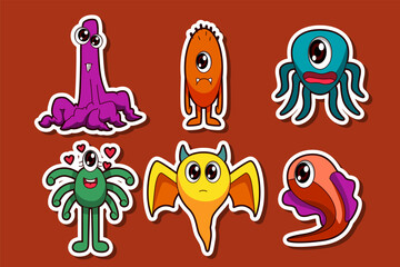 Set Collection of Cute Monster Sticker
