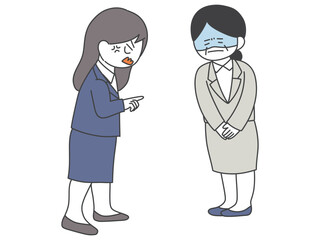 若手女性社員に怒られるベテラン社員