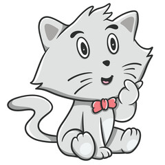 Illustration of a cute cartoon cat with a bow tie
