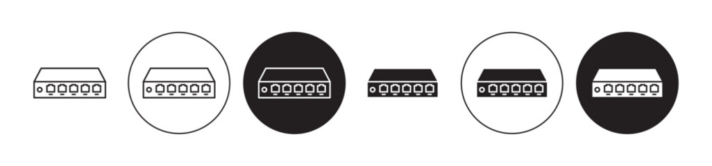 Network switch vector illustration set. Network switch bandwidth server equipment suitable for apps and websites UI designs.