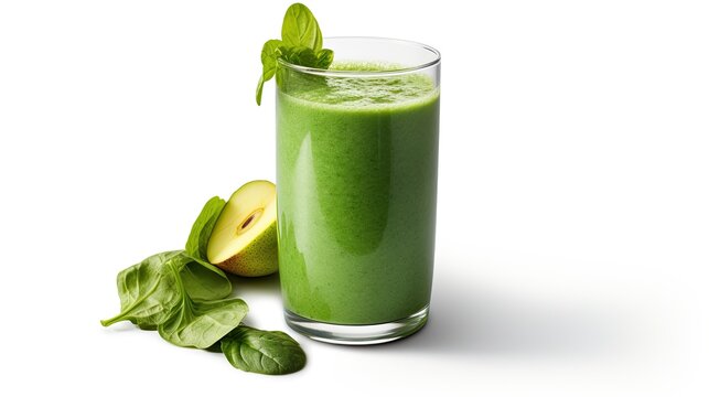 Green smoothie, isolated PNG. Generative AI