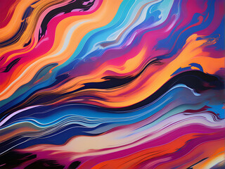  Vibrant dynamic art. Full color flow wave trendy background.