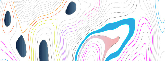 Abstract wavy topographic map. Abstract wavy and curved lines background. Abstract geometric topographic contour map background.