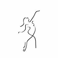 continuous line drawing of a woman with a baseball bat. Vector illustration