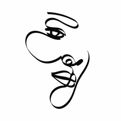 Hand drawn vector illustration or drawing of a face of a man in a mask.