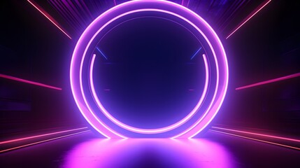 abstract background with neon lights. neon tunnel.space construction.