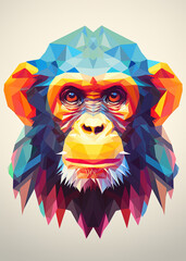 Low Poly Chimpanzee Portrait 