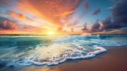 Obraz premium Tropical sunrise, cloudscape. Generative AI