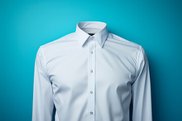 White men's shirt, on a blue background. Generative AI.