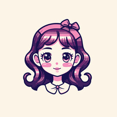 a cute little girl with smile icon illustration