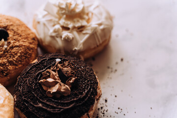 Gourmet Donut Selection with Copy Space 