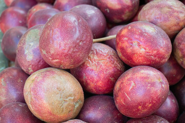 Display of local produce at outdoor farmers market