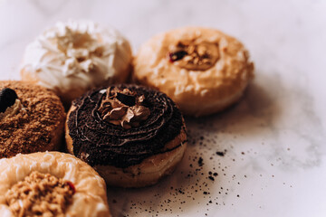 Gourmet Donut Selection with Copy Space 