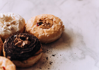 Gourmet Donut Selection with Copy Space 