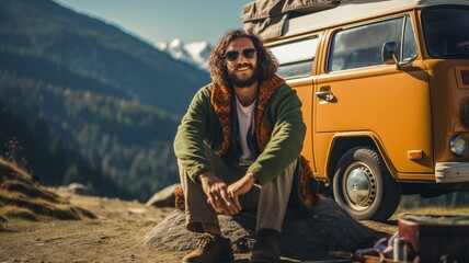 Man with campervan