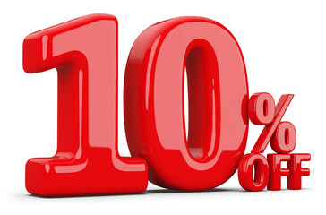 Special 10 Percent Off Sale - Red 3d Number Percent Off