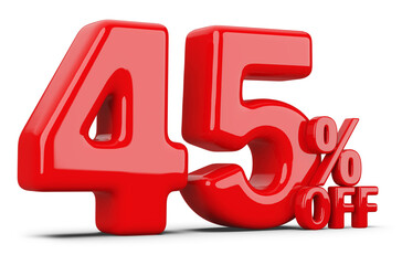 Special 45 Percent Off Sale - Red 3d Number Percent Off