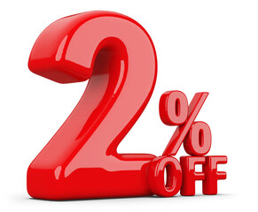 Special 2 Percent Off Sale - Red 3d Number Percent Off