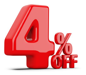 Special 4 Percent Off Sale - Red 3d Number Percent Off