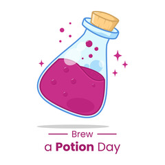 Cartoon purple violet potion bottle suitable for brew a potion day