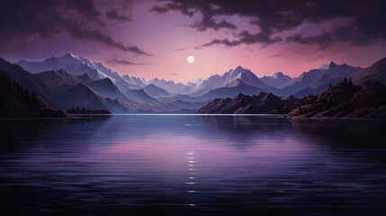 Fototapeta na wymiar Fantastic winter landscape. Mountain lake at night with moon and stars