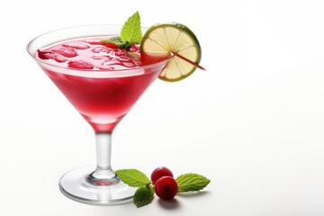 Cocktail in margarita glass, isolated on white background. Generative AI.