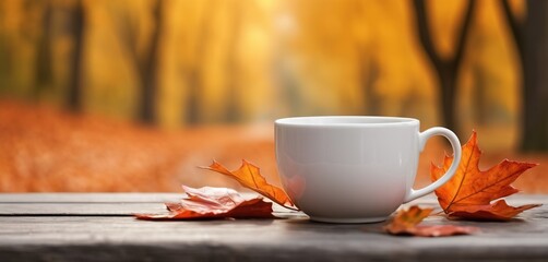 cup of coffee on leaves