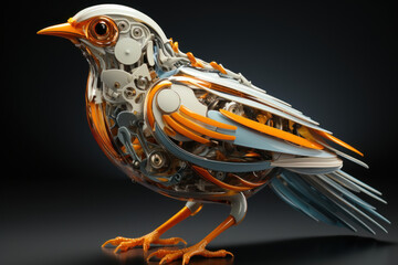 Glass bird, work of art of design and decoration. Generative AI.