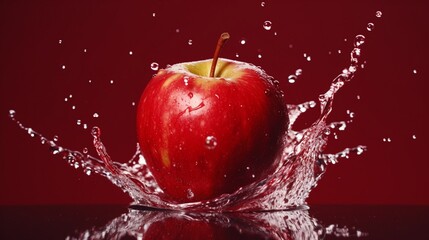 red apple in water. generative ai
