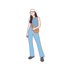 set of stylish woman poses isolated